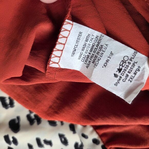 EUC LIKE NEW BEESON RIVER RUST ANIMAL PRINT MIX LONGSLEEVES SHORT DRESS 2XL PLUS - Picture 12 of 14